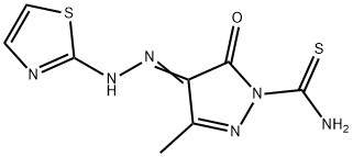 3-methyl-5-oxo-4-(1,3-thiazol-2-ylhydrazono)-4,5-dihydro-1H-pyrazole-1-carbothioamide 구조식 이미지