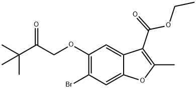 ethyl 6-bromo-5-(3,3-dimethyl-2-oxobutoxy)-2-methylbenzofuran-3-carboxylate Structure