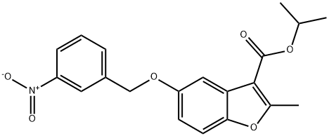 isopropyl 2-methyl-5-((3-nitrobenzyl)oxy)benzofuran-3-carboxylate Structure