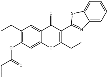 3-(benzo[d]thiazol-2-yl)-2,6-diethyl-4-oxo-4H-chromen-7-yl propionate 구조식 이미지