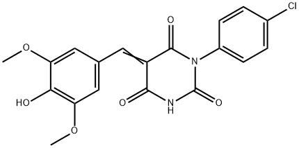 (5E)-1-(4-chlorophenyl)-5-[(4-hydroxy-3,5-dimethoxyphenyl)methylidene]-1,3-diazinane-2,4,6-trione 구조식 이미지