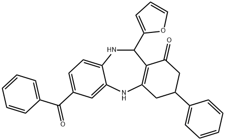 2-benzoyl-6-(furan-2-yl)-9-phenyl-5,6,8,9,10,11-hexahydrobenzo[b][1,4]benzodiazepin-7-one Structure