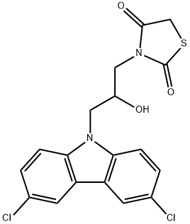 3-(3-(3,6-dichloro-9H-carbazol-9-yl)-2-hydroxypropyl)thiazolidine-2,4-dione Structure