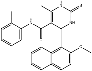 4-(2-methoxynaphthalen-1-yl)-6-methyl-2-thioxo-N-(o-tolyl)-1,2,3,4-tetrahydropyrimidine-5-carboxamide 구조식 이미지