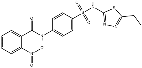 N-(4-(N-(5-ethyl-1,3,4-thiadiazol-2-yl)sulfamoyl)phenyl)-2-nitrobenzamide 구조식 이미지