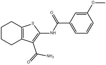 2-(3-methoxybenzamido)-4,5,6,7-tetrahydrobenzo[b]thiophene-3-carboxamide 구조식 이미지