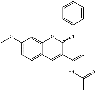 (Z)-N-acetyl-7-methoxy-2-(phenylimino)-2H-chromene-3-carboxamide 구조식 이미지
