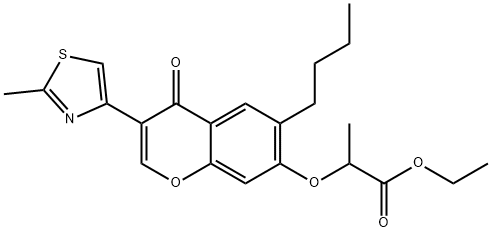 ethyl 2-((6-butyl-3-(2-methylthiazol-4-yl)-4-oxo-4H-chromen-7-yl)oxy)propanoate 구조식 이미지