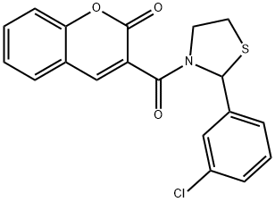 3-(2-(3-chlorophenyl)thiazolidine-3-carbonyl)-2H-chromen-2-one 구조식 이미지