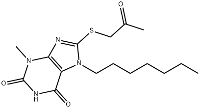 7-heptyl-3-methyl-8-((2-oxopropyl)thio)-3,7-dihydro-1H-purine-2,6-dione 구조식 이미지