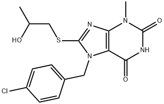 7-(4-chlorobenzyl)-8-((2-hydroxypropyl)thio)-3-methyl-3,7-dihydro-1H-purine-2,6-dione 구조식 이미지