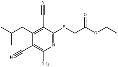 ethyl 2-((6-amino-3,5-dicyano-4-isobutylpyridin-2-yl)thio)acetate 구조식 이미지