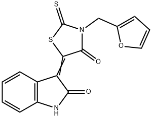 (Z)-3-(furan-2-ylmethyl)-5-(2-oxoindolin-3-ylidene)-2-thioxothiazolidin-4-one Structure