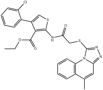 ethyl 4-(2-chlorophenyl)-2-(2-((5-methyl-[1,2,4]triazolo[4,3-a]quinolin-1-yl)thio)acetamido)thiophene-3-carboxylate Structure