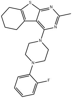 4-(4-(2-fluorophenyl)piperazin-1-yl)-2-methyl-5,6,7,8-tetrahydrobenzo[4,5]thieno[2,3-d]pyrimidine 구조식 이미지