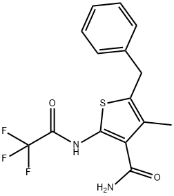 5-benzyl-4-methyl-2-[(trifluoroacetyl)amino]-3-thiophenecarboxamide 구조식 이미지