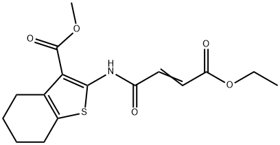 methyl 2-[(4-ethoxy-4-oxo-2-butenoyl)amino]-4,5,6,7-tetrahydro-1-benzothiophene-3-carboxylate 구조식 이미지
