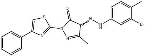 4-[(3-bromo-4-methylphenyl)hydrazono]-5-methyl-2-(4-phenyl-1,3-thiazol-2-yl)-2,4-dihydro-3H-pyrazol-3-one Structure