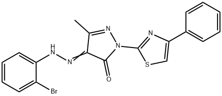 4-[(2-bromophenyl)hydrazono]-5-methyl-2-(4-phenyl-1,3-thiazol-2-yl)-2,4-dihydro-3H-pyrazol-3-one Structure