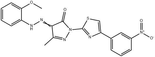 4-[(2-methoxyphenyl)hydrazono]-5-methyl-2-[4-(3-nitrophenyl)-1,3-thiazol-2-yl]-2,4-dihydro-3H-pyrazol-3-one 구조식 이미지