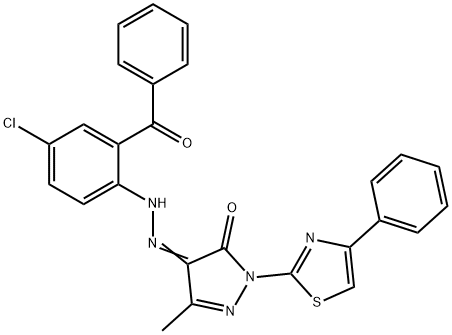 4-[(2-benzoyl-4-chlorophenyl)hydrazono]-5-methyl-2-(4-phenyl-1,3-thiazol-2-yl)-2,4-dihydro-3H-pyrazol-3-one Structure