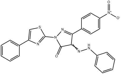 5-(4-nitrophenyl)-4-(phenylhydrazono)-2-(4-phenyl-1,3-thiazol-2-yl)-2,4-dihydro-3H-pyrazol-3-one Structure