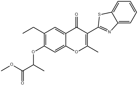 methyl 2-((3-(benzo[d]thiazol-2-yl)-6-ethyl-2-methyl-4-oxo-4H-chromen-7-yl)oxy)propanoate 구조식 이미지