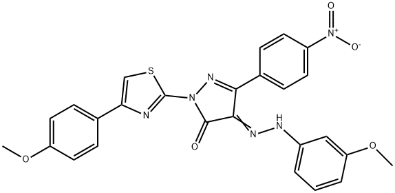 4-[(3-methoxyphenyl)hydrazono]-2-[4-(4-methoxyphenyl)-1,3-thiazol-2-yl]-5-(4-nitrophenyl)-2,4-dihydro-3H-pyrazol-3-one Structure