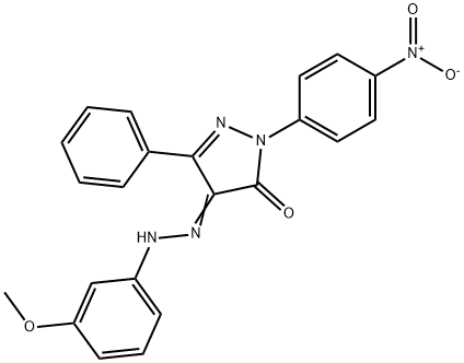 4-[(3-methoxyphenyl)hydrazono]-2-(4-nitrophenyl)-5-phenyl-2,4-dihydro-3H-pyrazol-3-one Structure
