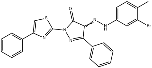 4-[(3-bromo-4-methylphenyl)hydrazono]-5-phenyl-2-(4-phenyl-1,3-thiazol-2-yl)-2,4-dihydro-3H-pyrazol-3-one 구조식 이미지