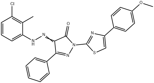 4-[(3-chloro-2-methylphenyl)hydrazono]-2-[4-(4-methoxyphenyl)-1,3-thiazol-2-yl]-5-phenyl-2,4-dihydro-3H-pyrazol-3-one 구조식 이미지