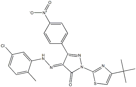 2-(4-tert-butyl-1,3-thiazol-2-yl)-4-[(5-chloro-2-methylphenyl)hydrazono]-5-(4-nitrophenyl)-2,4-dihydro-3H-pyrazol-3-one Structure