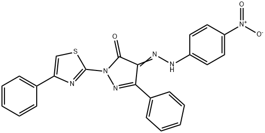 4-[(4-nitrophenyl)hydrazono]-5-phenyl-2-(4-phenyl-1,3-thiazol-2-yl)-2,4-dihydro-3H-pyrazol-3-one 구조식 이미지