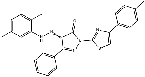 4-[(2,5-dimethylphenyl)hydrazono]-2-[4-(4-methylphenyl)-1,3-thiazol-2-yl]-5-phenyl-2,4-dihydro-3H-pyrazol-3-one 구조식 이미지