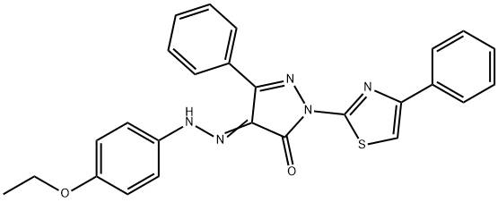 4-[(4-ethoxyphenyl)hydrazono]-5-phenyl-2-(4-phenyl-1,3-thiazol-2-yl)-2,4-dihydro-3H-pyrazol-3-one 구조식 이미지