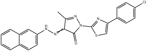 2-[4-(4-chlorophenyl)-1,3-thiazol-2-yl]-5-methyl-4-(2-naphthylhydrazono)-2,4-dihydro-3H-pyrazol-3-one 구조식 이미지