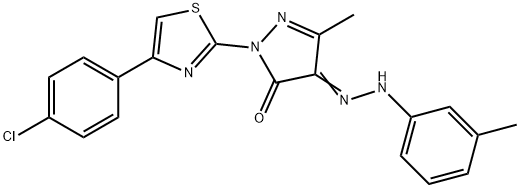 2-[4-(4-chlorophenyl)-1,3-thiazol-2-yl]-5-methyl-4-[(3-methylphenyl)hydrazono]-2,4-dihydro-3H-pyrazol-3-one 구조식 이미지