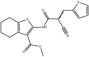 methyl (E)-2-(2-cyano-3-(thiophen-2-yl)acrylamido)-4,5,6,7-tetrahydrobenzo[b]thiophene-3-carboxylate Structure