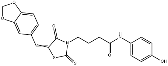 (Z)-4-(5-(benzo[d][1,3]dioxol-5-ylmethylene)-4-oxo-2-thioxothiazolidin-3-yl)-N-(4-hydroxyphenyl)butanamide Structure