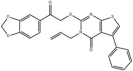 3-allyl-2-((2-(benzo[d][1,3]dioxol-5-yl)-2-oxoethyl)thio)-5-phenylthieno[2,3-d]pyrimidin-4(3H)-one Structure