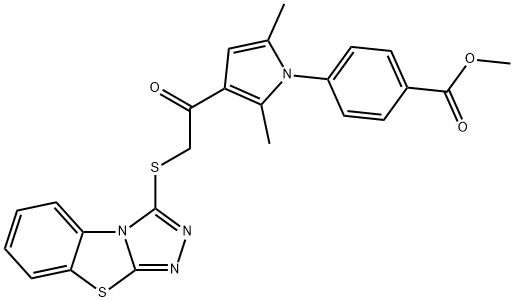 methyl 4-(3-(2-(benzo[4,5]thiazolo[2,3-c][1,2,4]triazol-3-ylthio)acetyl)-2,5-dimethyl-1H-pyrrol-1-yl)benzoate Structure