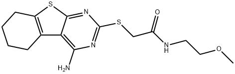 2-((4-amino-5,6,7,8-tetrahydrobenzo[4,5]thieno[2,3-d]pyrimidin-2-yl)thio)-N-(2-methoxyethyl)acetamide Structure