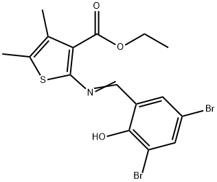 ethyl (E)-2-((3,5-dibromo-2-hydroxybenzylidene)amino)-4,5-dimethylthiophene-3-carboxylate Structure