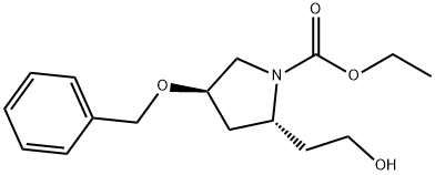 (2R,4R)-ethyl 4-(benzyloxy)-2-(2-hydroxyethyl)pyrrolidine-1-carboxylate Structure