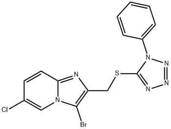 3-bromo-6-chloro-2-(((1-phenyl-1H-tetrazol-5-yl)thio)methyl)imidazo[1,2-a]pyridine 구조식 이미지