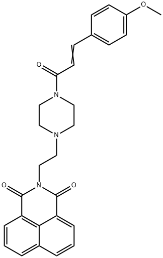 (E)-2-(2-(4-(3-(4-methoxyphenyl)acryloyl)piperazin-1-yl)ethyl)-1H-benzo[de]isoquinoline-1,3(2H)-dione 구조식 이미지