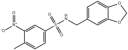 N-(benzo[d][1,3]dioxol-5-ylmethyl)-4-methyl-3-nitrobenzenesulfonamide Structure