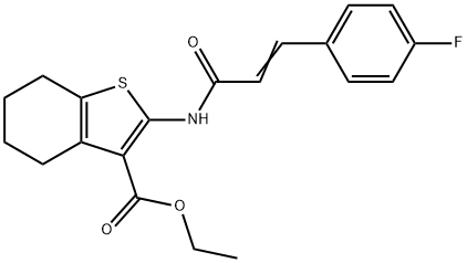 ethyl (E)-2-(3-(4-fluorophenyl)acrylamido)-4,5,6,7-tetrahydrobenzo[b]thiophene-3-carboxylate 구조식 이미지
