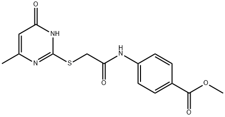 methyl 4-(2-((4-methyl-6-oxo-1,6-dihydropyrimidin-2-yl)thio)acetamido)benzoate 구조식 이미지