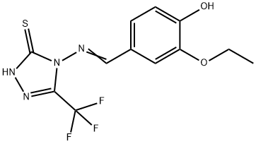 (E)-2-ethoxy-4-(((3-mercapto-5-(trifluoromethyl)-4H-1,2,4-triazol-4-yl)imino)methyl)phenol Structure